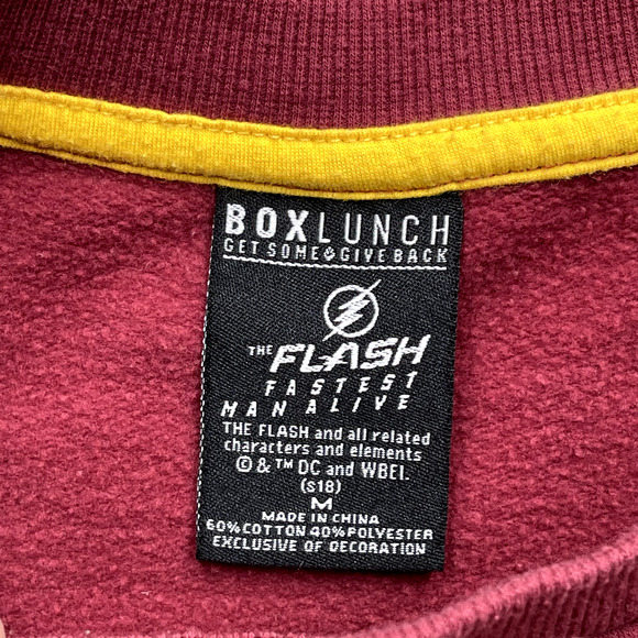 Box Lunch Sweatshirt Womens M Red Flash Fastest Man Alive Embroidered Sweater - Picture 4 of 8